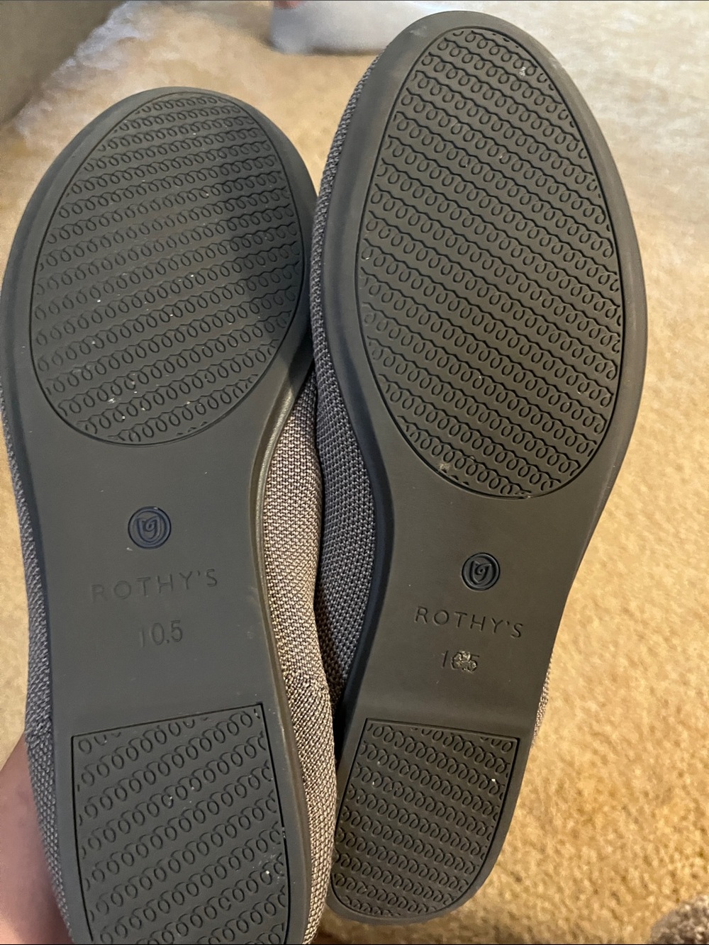 Rothy's Taupe Flats with Blue Trim Slip-Ons - Picture 5 of 5